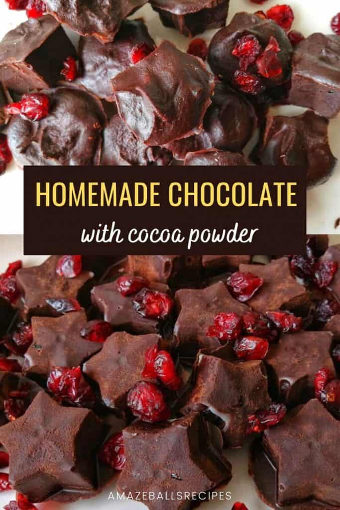 homemade chocolate with cocoa powder