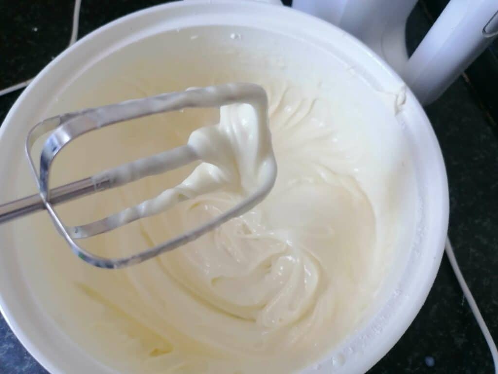 Whip the cream cheese and sugar until fluffy. Then add in the milk and vanilla.